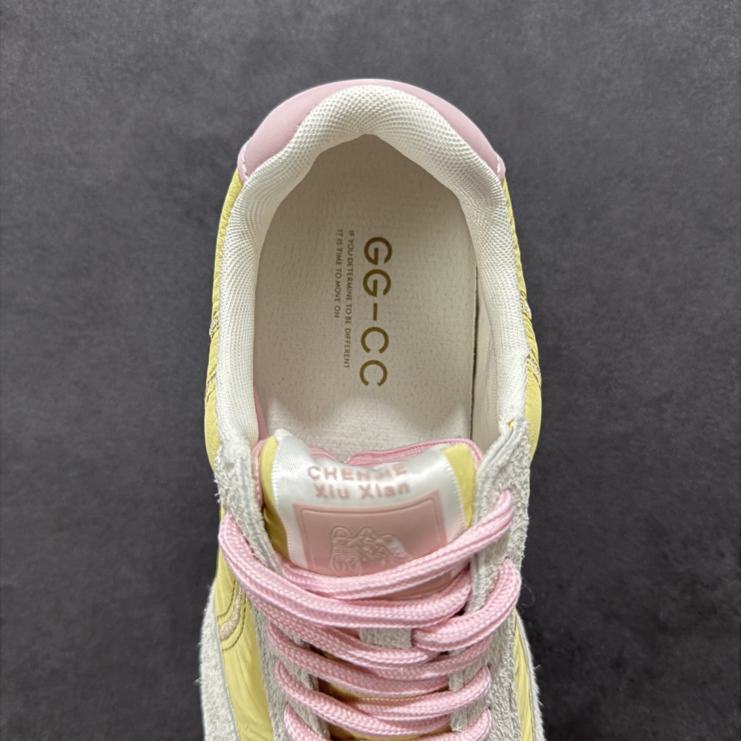 GGCC GG-CC 林允同款 5CM厚底增高 星河粒子 粉色亮片 银角大王 月牙底绑带镂空弹簧老爹鞋 G25S9709