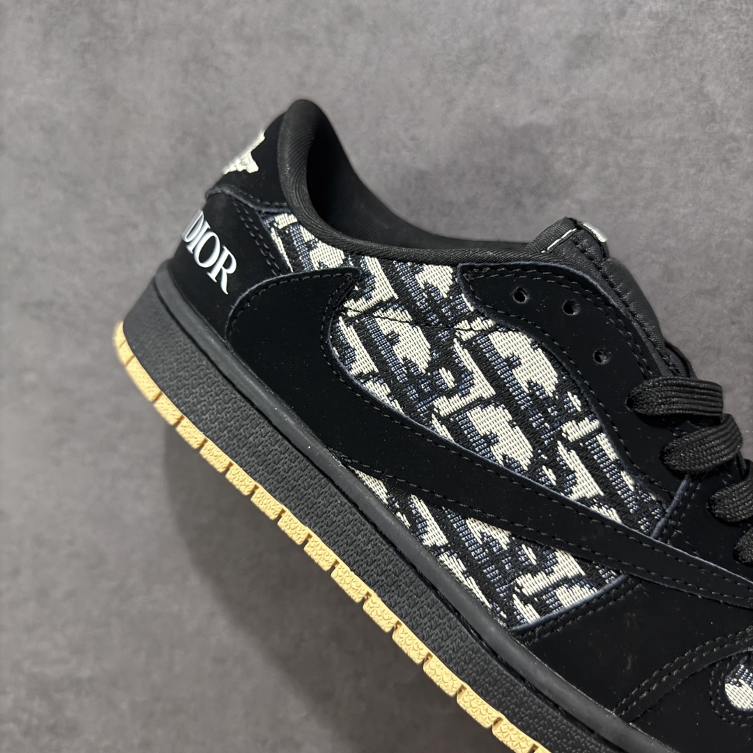 【定制版】Travis Scott x Fragment Design x Air Jordan 1 Low SP AJ1 迪奥联名 黑针织生胶 低帮文化休闲板鞋 XS2024-069
