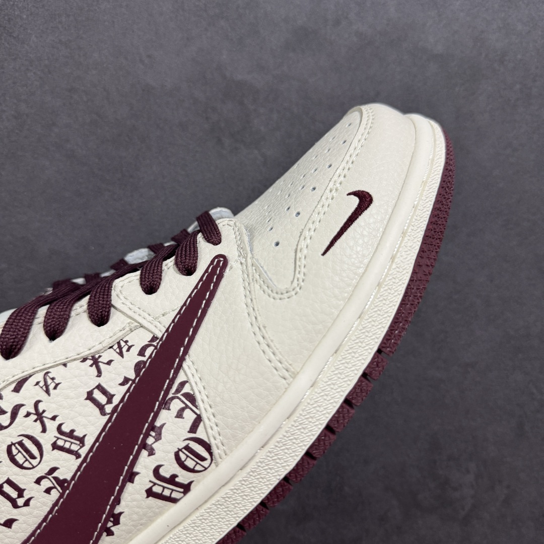 280 【定制版】Travis Scott x Fragment Design x Air Jordan 1 Low SP AJ1 克罗心联名 褐色印花 低帮文化休闲板鞋 LD2025-016
