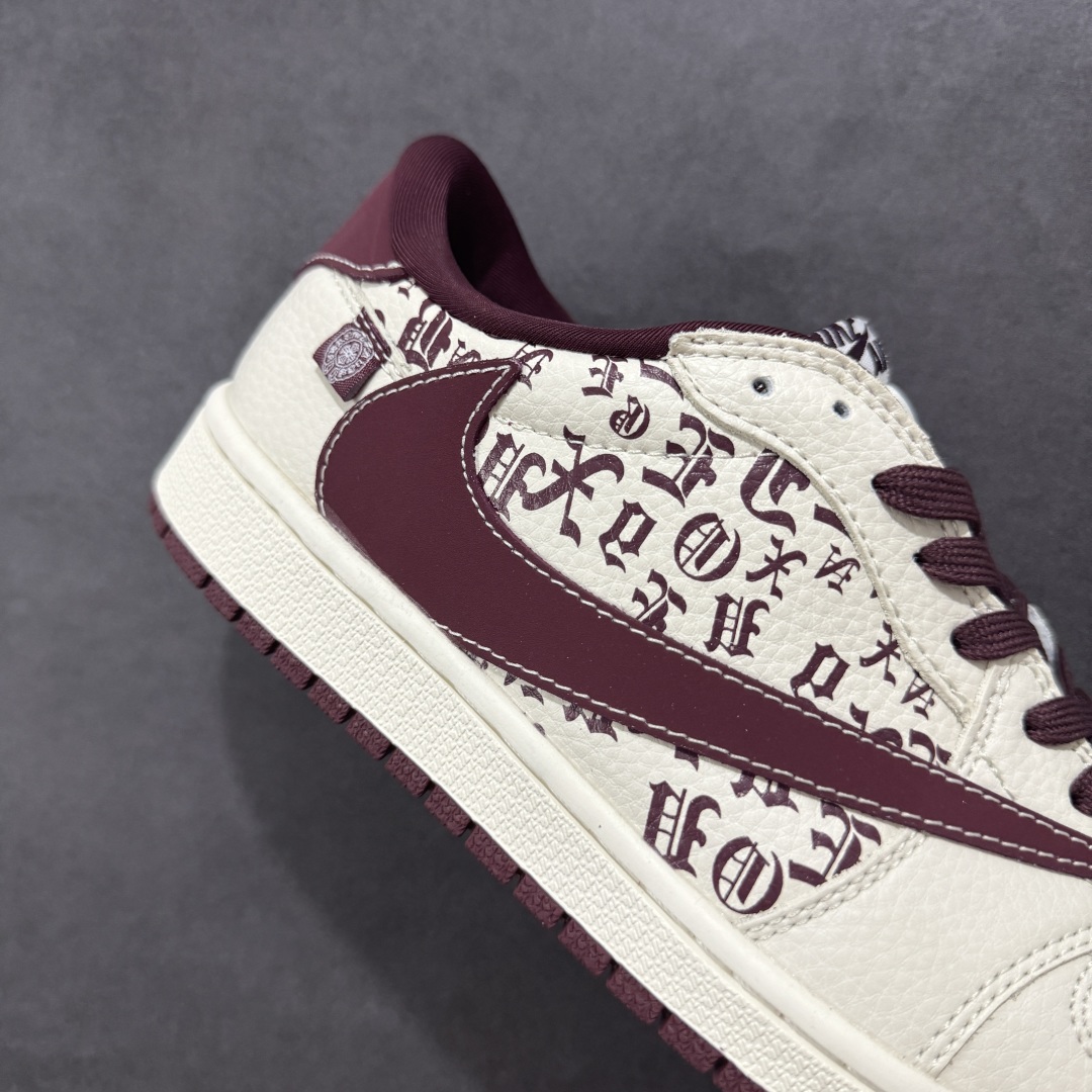 280 【定制版】Travis Scott x Fragment Design x Air Jordan 1 Low SP AJ1 克罗心联名 褐色印花 低帮文化休闲板鞋 LD2025-016