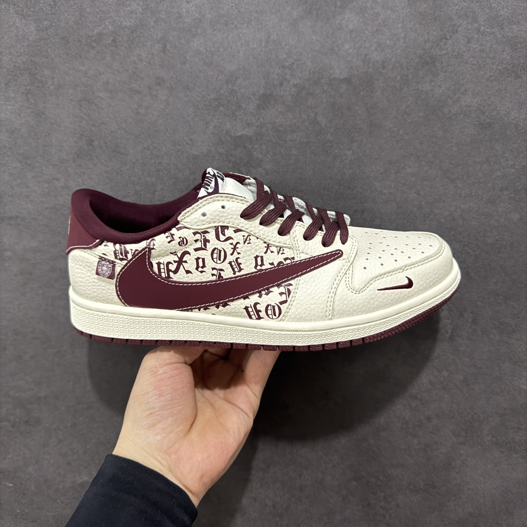 280 【定制版】Travis Scott x Fragment Design x Air Jordan 1 Low SP AJ1 克罗心联名 褐色印花 低帮文化休闲板鞋 LD2025-016