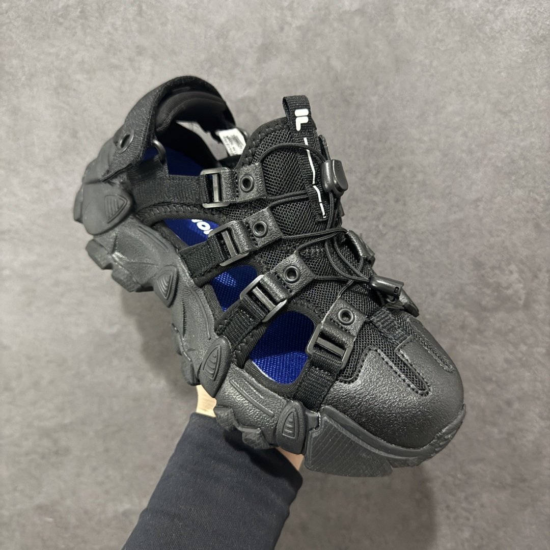 支持放店
【绿x版本】Etudes x FILA斐乐 山脉凉鞋 织物合成革TPU 圆头系带厚底 减震耐