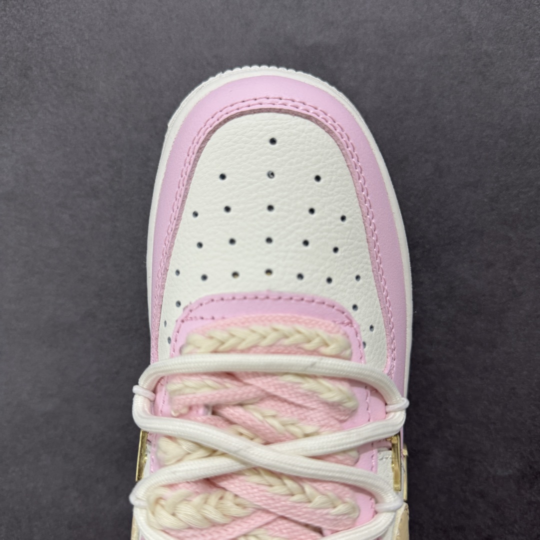  
【定制版】Nike Air Force 1 Low 07 粉白金四小钩绑带满天星
原楦头原纸板 打造