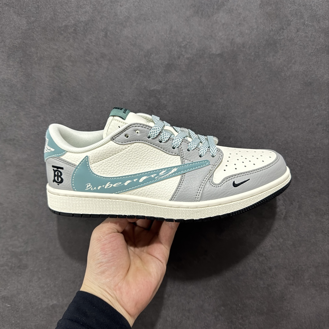 260 【定制版】Travis Scott x Nike Air Jordan 1 Low x BURBRRY Air Jordan 1 Low 反转灰白蓝小钩满天星倒钩 XF8698-072