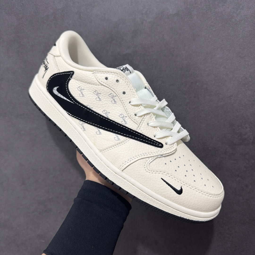 280 【定制版】Travis Scott x Fragment Design x Air Jordan 1 Low SP AJ1 斯图西联名 米黑小倒钩 低帮文化休闲板鞋 XS2024-043