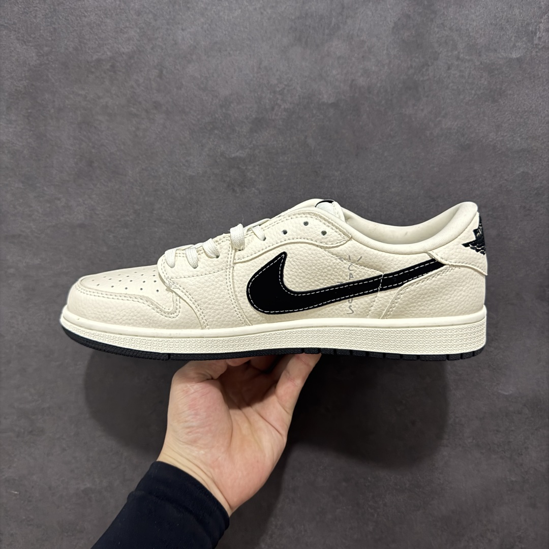 280 【定制版】Travis Scott x Fragment Design x Air Jordan 1 Low SP AJ1 斯图西联名 米黑小倒钩 低帮文化休闲板鞋 XS2024-043