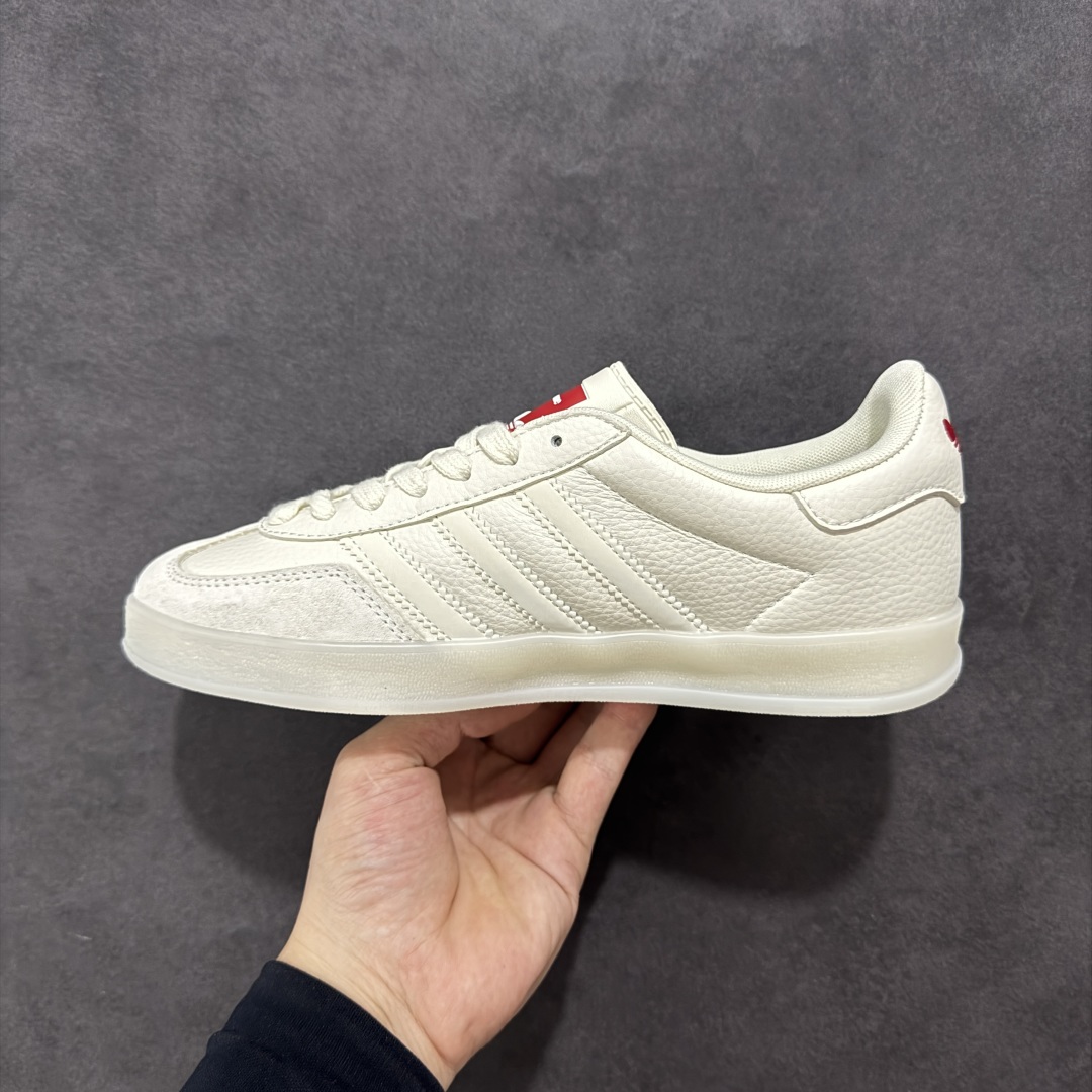 【定制版】AD Originals Gazelle INdoor x Supreme 白红 三叶草休闲防滑耐磨低帮板鞋 DM1234-007