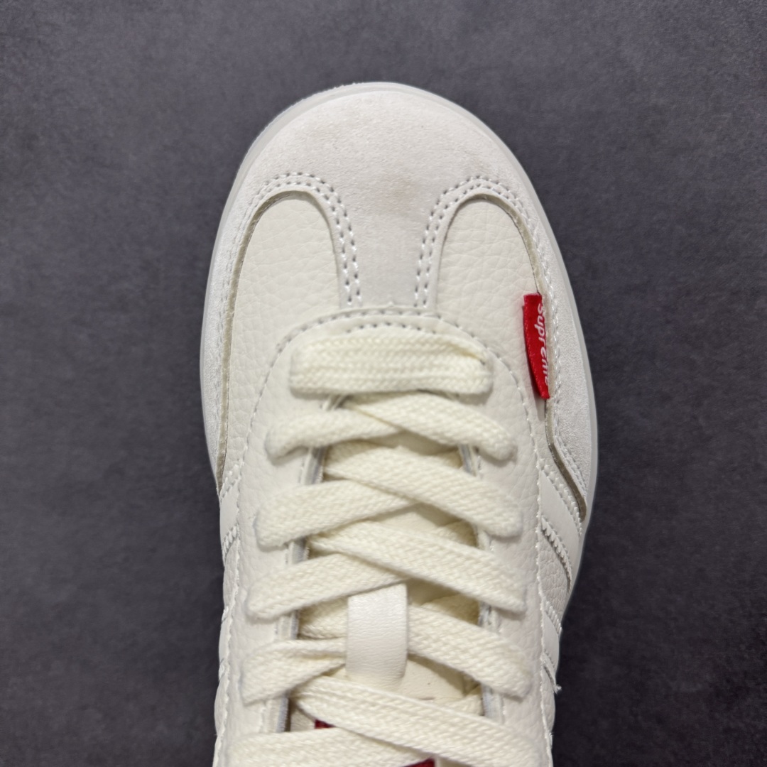 【定制版】AD Originals Gazelle INdoor x Supreme 白红 三叶草休闲防滑耐磨低帮板鞋 DM1234-007
