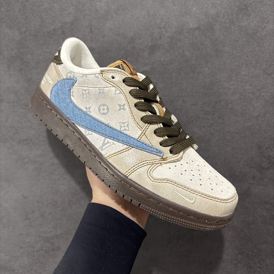 280 【定制版】Travis Scott x Fragment Design x Air Jordan 1 Low SP AJ1 LV联名 蓝灰棕 低帮文化休闲板鞋 CH6336-022