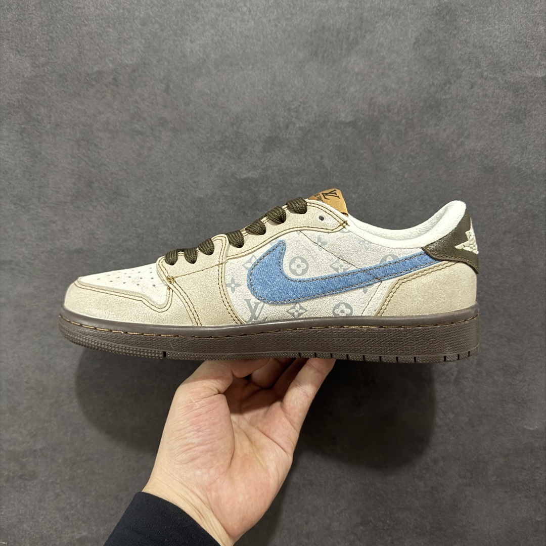 280 【定制版】Travis Scott x Fragment Design x Air Jordan 1 Low SP AJ1 LV联名 蓝灰棕 低帮文化休闲板鞋 CH6336-022