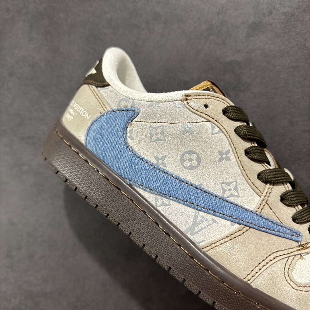 280 【定制版】Travis Scott x Fragment Design x Air Jordan 1 Low SP AJ1 LV联名 蓝灰棕 低帮文化休闲板鞋 CH6336-022