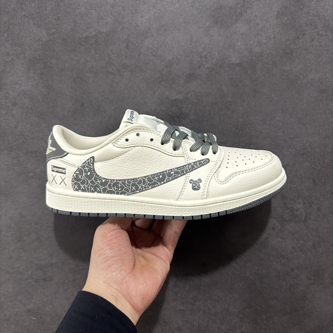 【定制版】Travis Scott x Fragment Design x Air Jordan 1 Low SP AJ1 Supreme联名 涂鸦暴力熊 低帮文化休闲板鞋 XS2024-035
