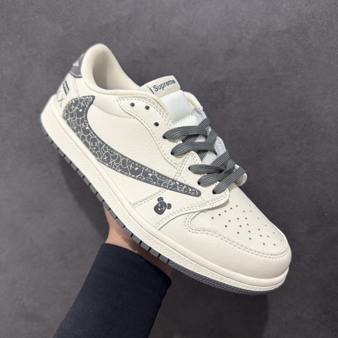 【定制版】Travis Scott x Fragment Design x Air Jordan 1 Low SP AJ1 Supreme联名 涂鸦暴力熊 低帮文化休闲板鞋 XS2024-035