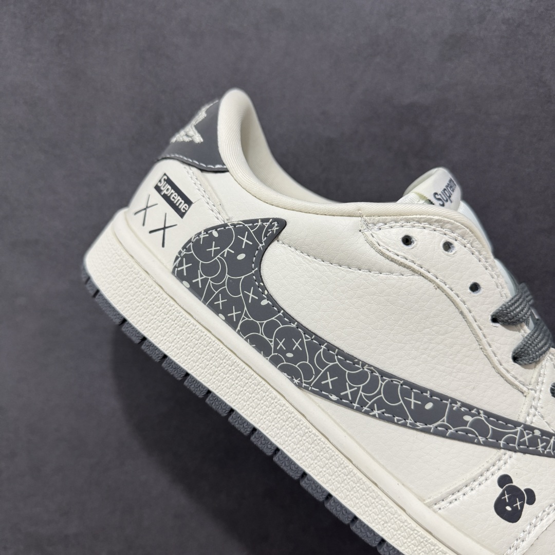 【定制版】Travis Scott x Fragment Design x Air Jordan 1 Low SP AJ1 Supreme联名 涂鸦暴力熊 低帮文化休闲板鞋 XS2024-035