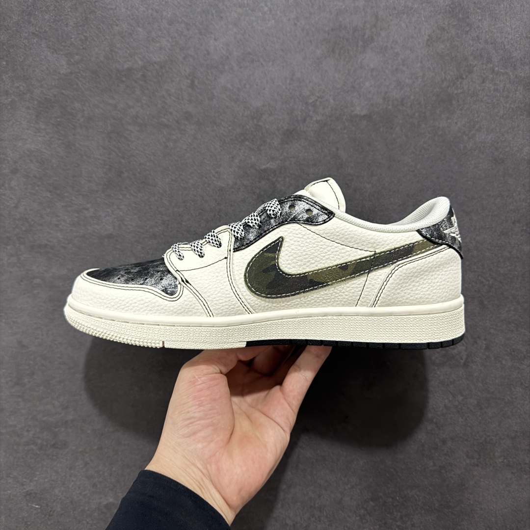 280 【定制版】Travis Scott x Fragment Design x Air Jordan 1 Low SP AJ1 斯图西联名 双拼迷彩勾 低帮文化休闲板鞋 XS7089-548