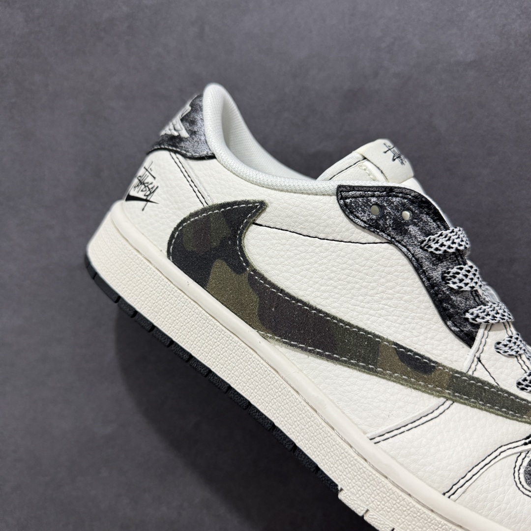 280 【定制版】Travis Scott x Fragment Design x Air Jordan 1 Low SP AJ1 斯图西联名 双拼迷彩勾 低帮文化休闲板鞋 XS7089-548