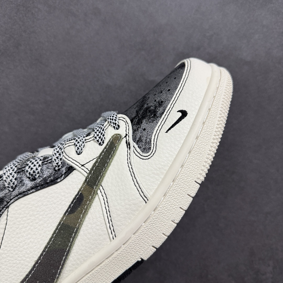 280 【定制版】Travis Scott x Fragment Design x Air Jordan 1 Low SP AJ1 斯图西联名 双拼迷彩勾 低帮文化休闲板鞋 XS7089-548