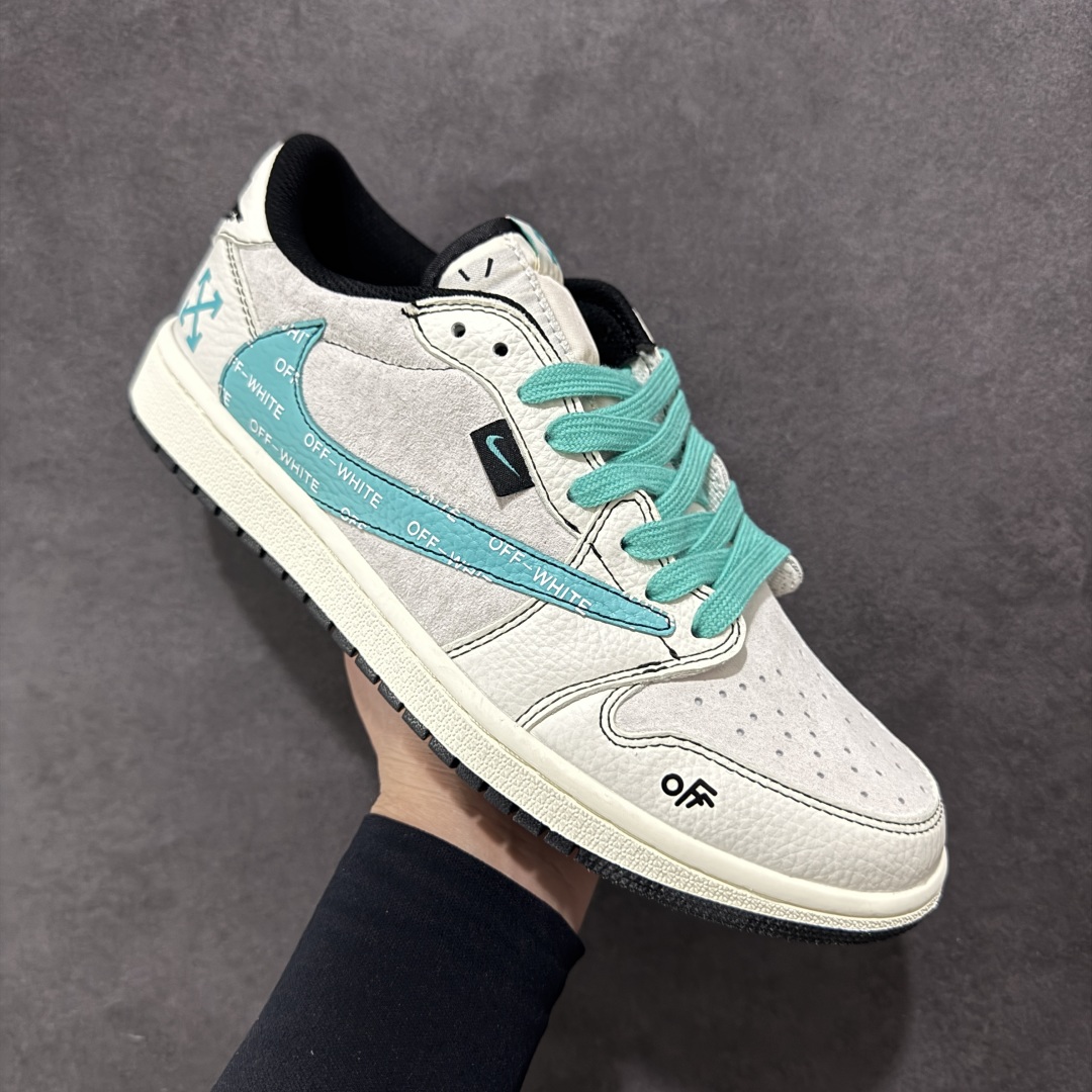  
【定制版】Air Jordan 1 Low AJ1 乔1 OFF联名-青灰 低帮复古文化休闲板鞋 X