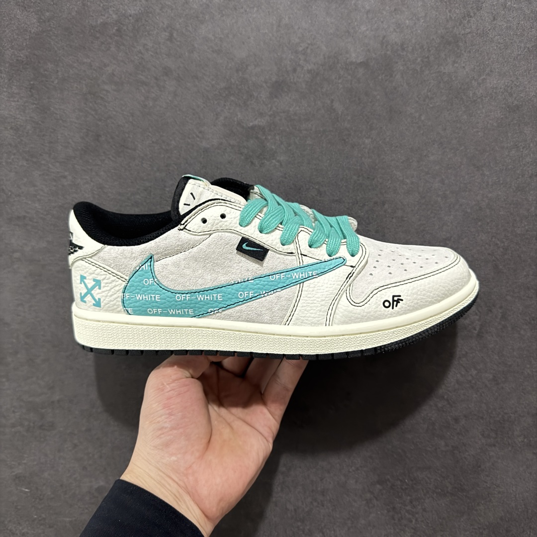  
【定制版】Air Jordan 1 Low AJ1 乔1 OFF联名-青灰 低帮复古文化休闲板鞋 X