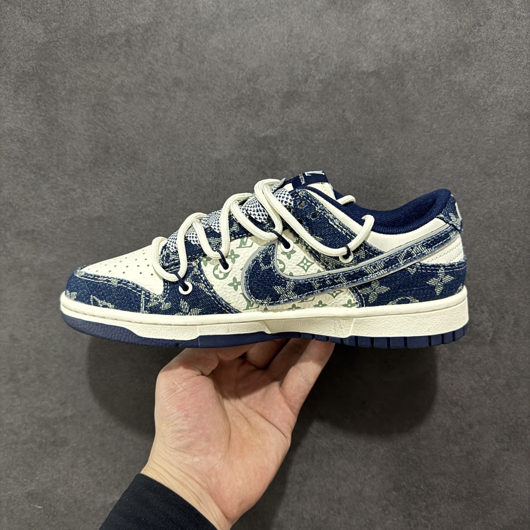   
【定制版】Nike SB Dunk Low LV联名 绑带蓝白牛仔蓝勾 周年高端定制 低帮休闲板鞋
