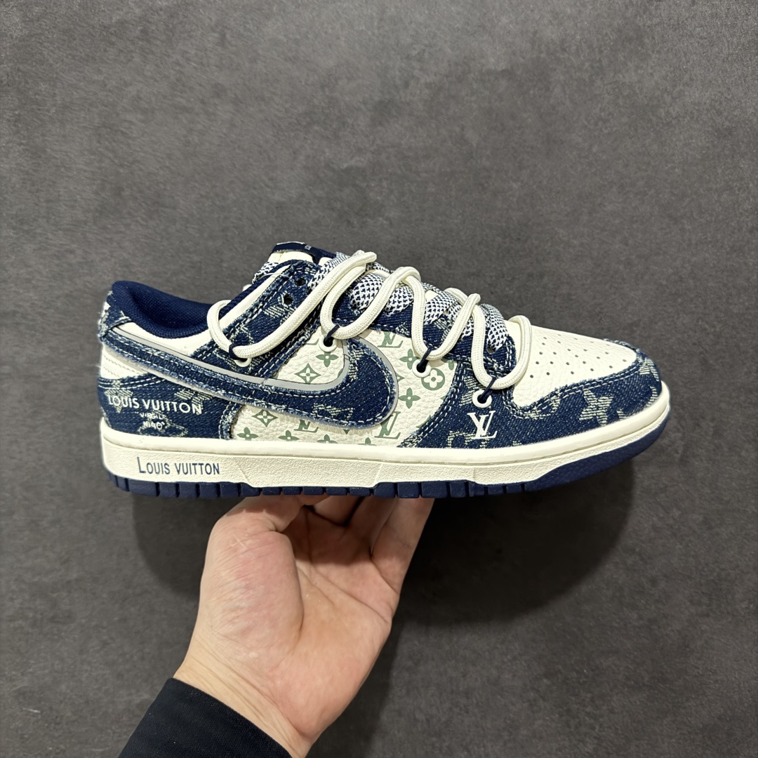   
【定制版】Nike SB Dunk Low LV联名 绑带蓝白牛仔蓝勾 周年高端定制 低帮休闲板鞋