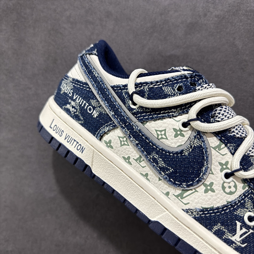   
【定制版】Nike SB Dunk Low LV联名 绑带蓝白牛仔蓝勾 周年高端定制 低帮休闲板鞋