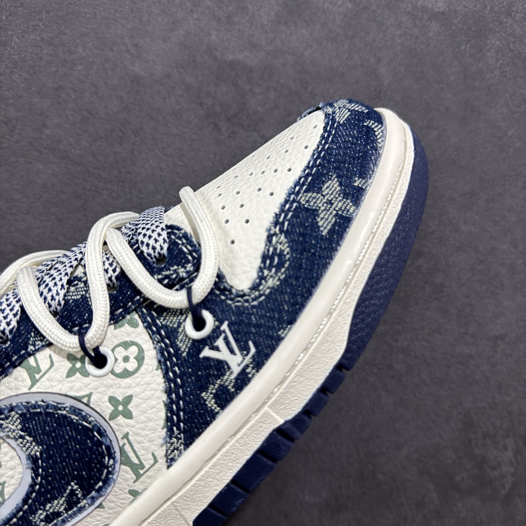   
【定制版】Nike SB Dunk Low LV联名 绑带蓝白牛仔蓝勾 周年高端定制 低帮休闲板鞋