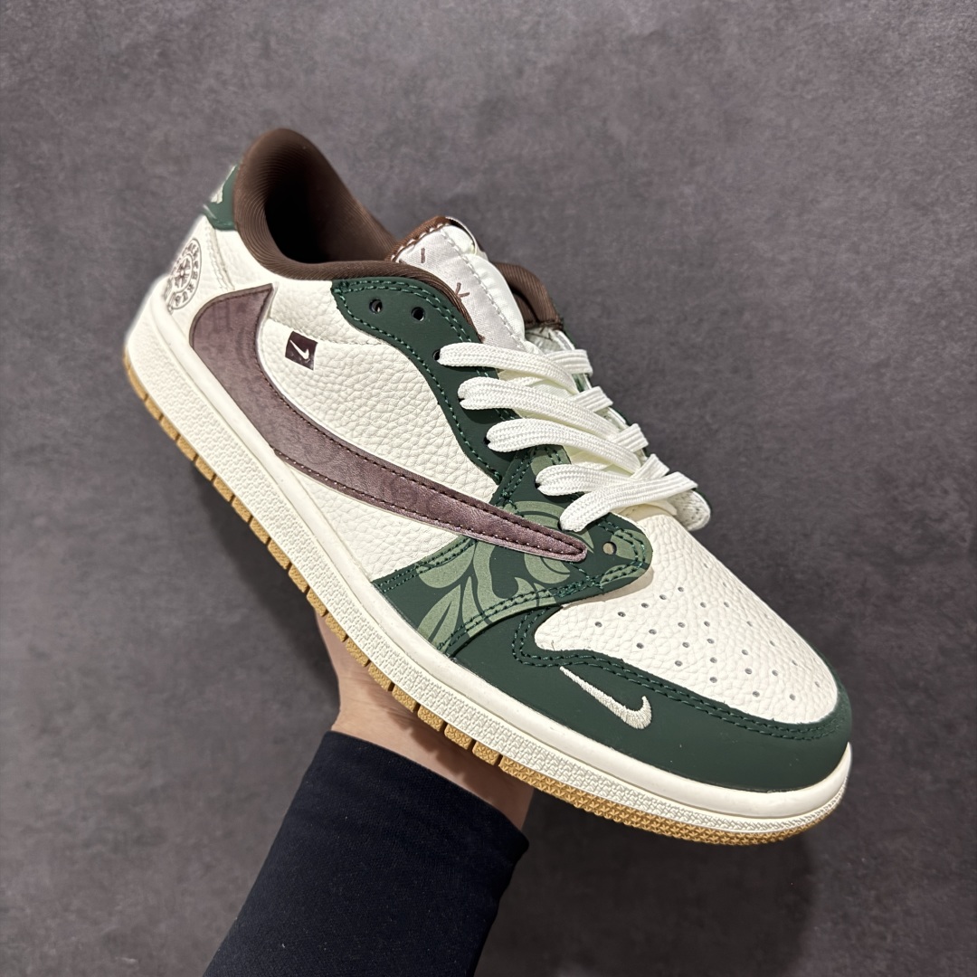 280 【定制版】Travis Scott x Fragment Design x Air Jordan 1 Low SP AJ1 克罗心联名 绿花生胶 低帮文化休闲板鞋 XS2024-044