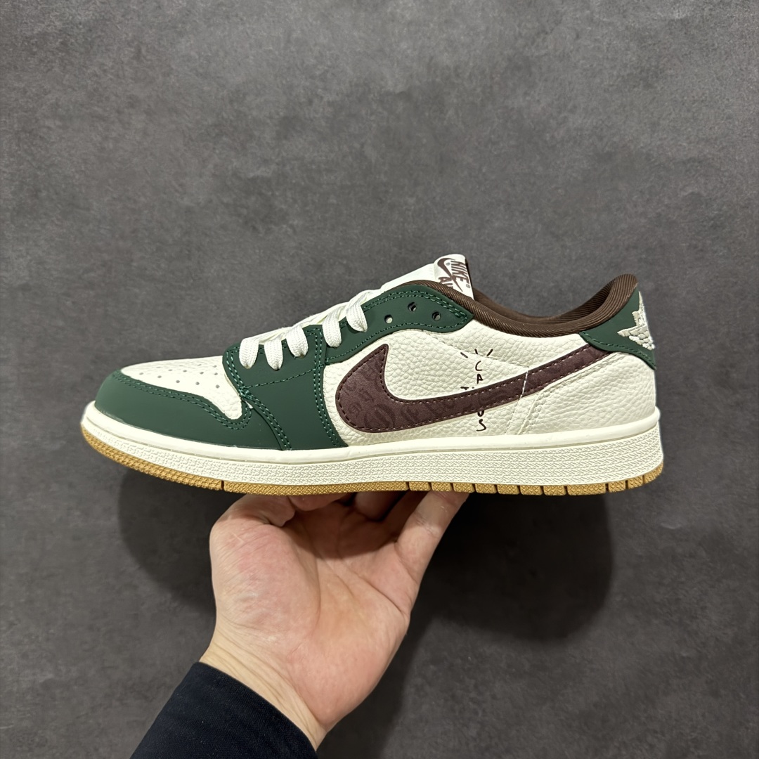 280 【定制版】Travis Scott x Fragment Design x Air Jordan 1 Low SP AJ1 克罗心联名 绿花生胶 低帮文化休闲板鞋 XS2024-044