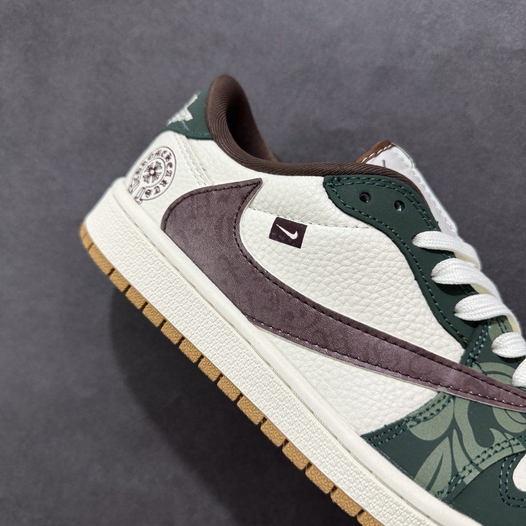 280 【定制版】Travis Scott x Fragment Design x Air Jordan 1 Low SP AJ1 克罗心联名 绿花生胶 低帮文化休闲板鞋 XS2024-044
