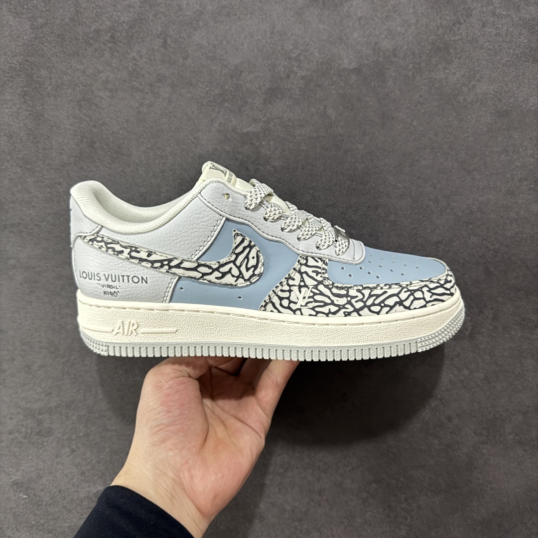 260 【定制版】海外限量发售！NIke Air Force 1 '07 Low “LV联名——灰蓝石纹”空军一号 低帮 运动鞋 休闲鞋 ZH2598-307