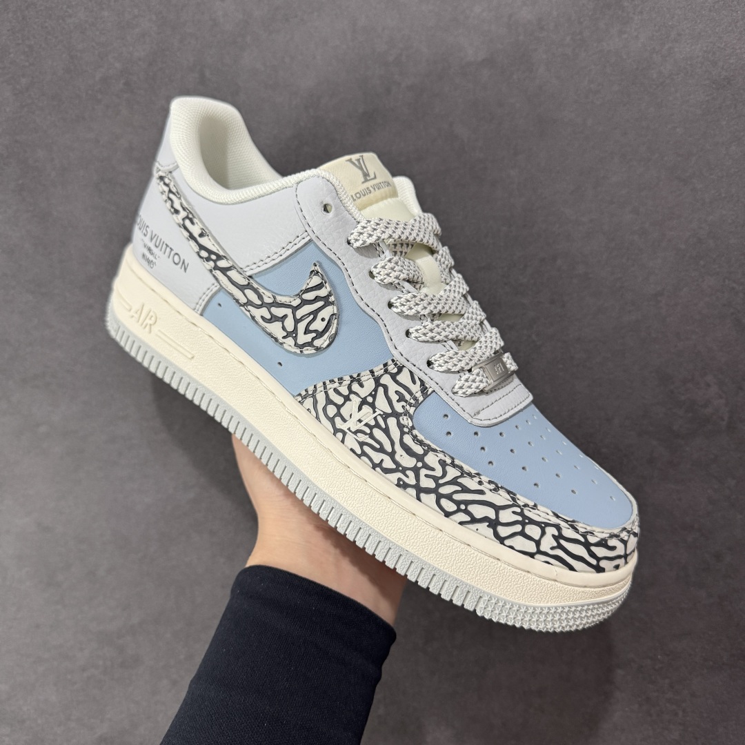 260 【定制版】海外限量发售！NIke Air Force 1 '07 Low “LV联名——灰蓝石纹”空军一号 低帮 运动鞋 休闲鞋 ZH2598-307