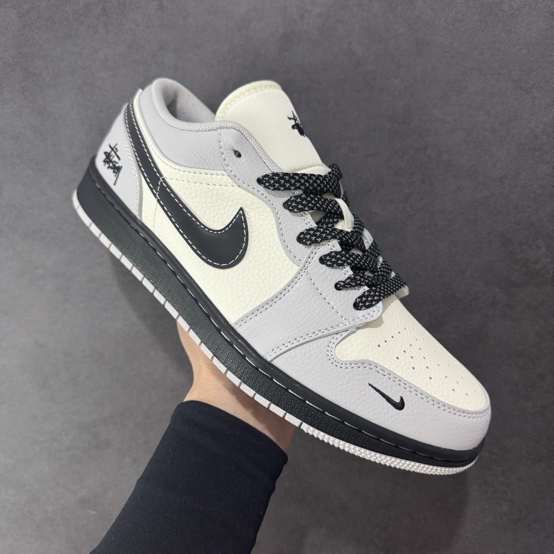 280 【定制版】Air Jordan 1 Low AJ1 乔1 斯图西联名 黑白灰 高端定制 低帮复古篮球鞋 XX3168-177