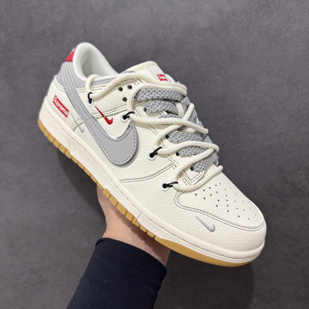 【定制版】Nike SB Dunk Low Sup系列 绑带米白灰勾 周年高端定制 低帮休闲板鞋 FC1688-215