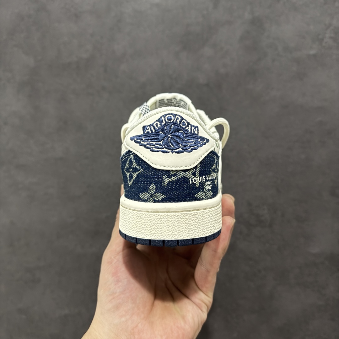 【定制版】Travis Scott x Fragment Design x Air Jordan 1 Low SP AJ1 LV联名 蓝牛仔抽绳 低帮文化休闲板鞋 YX5066-322