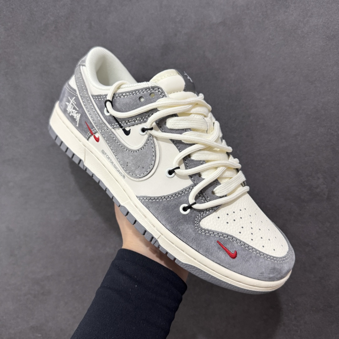 【定制版】Nike SB Dunk Low 斯图西联名 绑带猪八灰白灰勾 周年高端定制 低帮休闲板鞋 YX5066-328