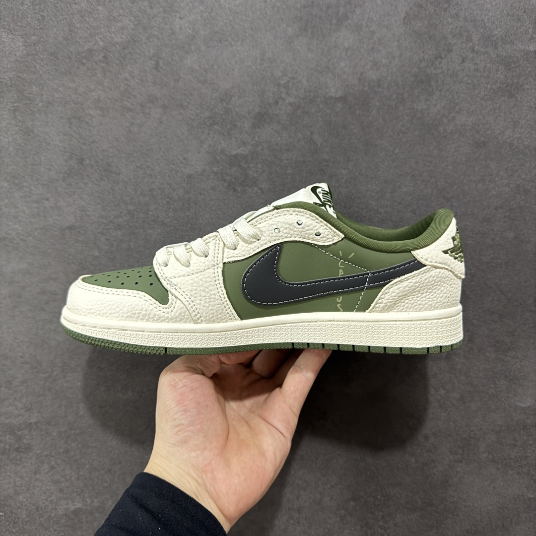 【定制版】Travis Scott x Fragment Design x Air Jordan 1 Low SP AJ1 PALACE联名 米绿黑勾 低帮文化休闲板鞋 XS2024-030