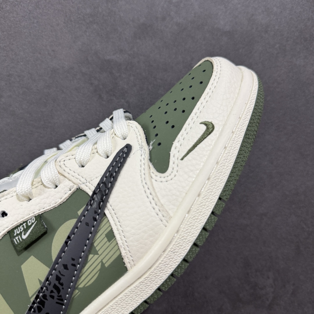【定制版】Travis Scott x Fragment Design x Air Jordan 1 Low SP AJ1 PALACE联名 米绿黑勾 低帮文化休闲板鞋 XS2024-030