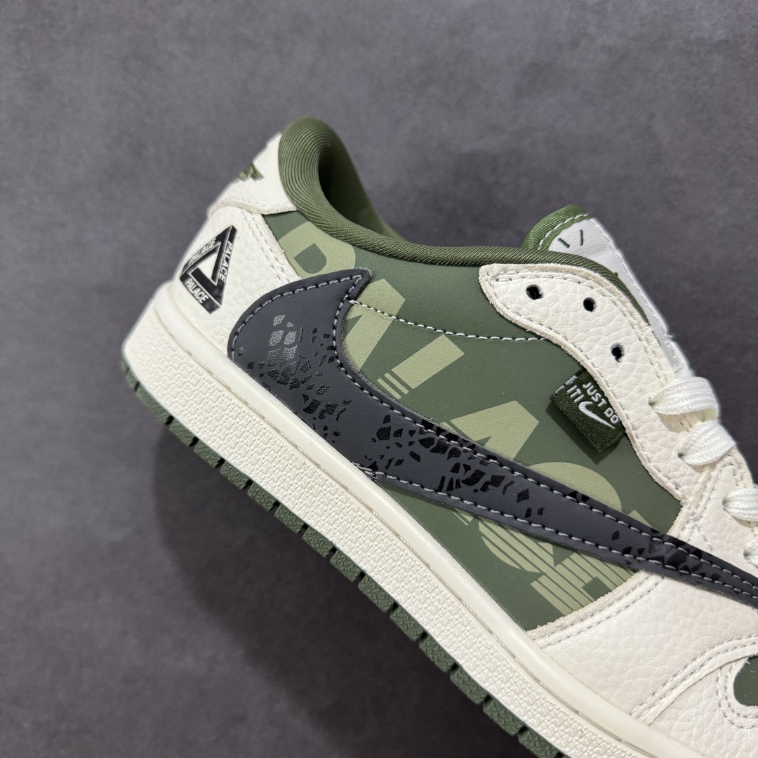 【定制版】Travis Scott x Fragment Design x Air Jordan 1 Low SP AJ1 PALACE联名 米绿黑勾 低帮文化休闲板鞋 XS2024-030