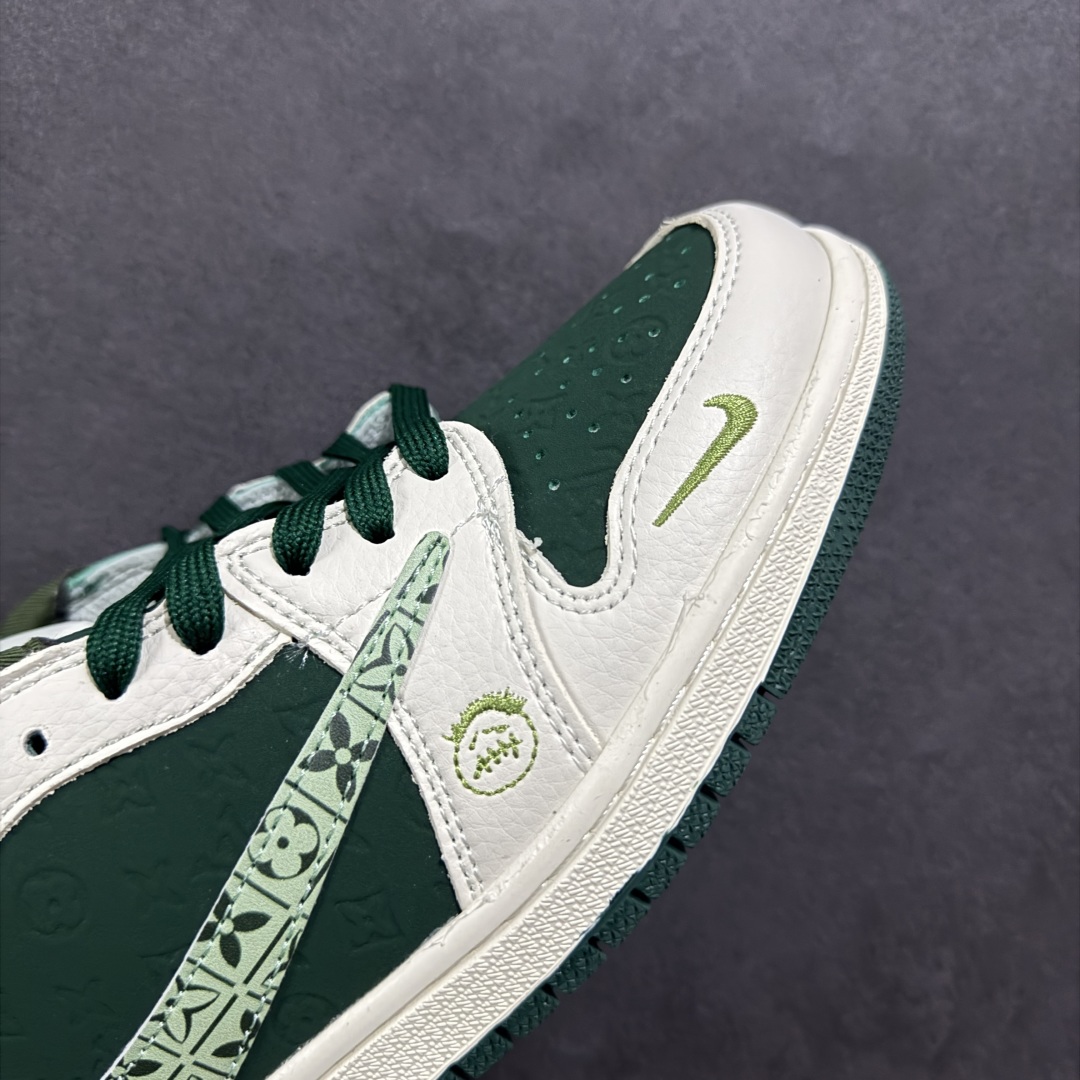【定制版】Travis Scott x Fragment Design x Air Jordan 1 Low SP AJ1 LV联名 绿花勾 低帮文化休闲板鞋 XS2024-061