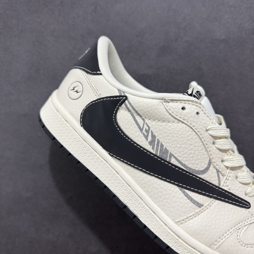 【定制版】Travis Scott x Fragment Design x Air Jordan 1 Low SP AJ1 闪电联名 虚影黑勾 低帮文化休闲板鞋 LD2025-029