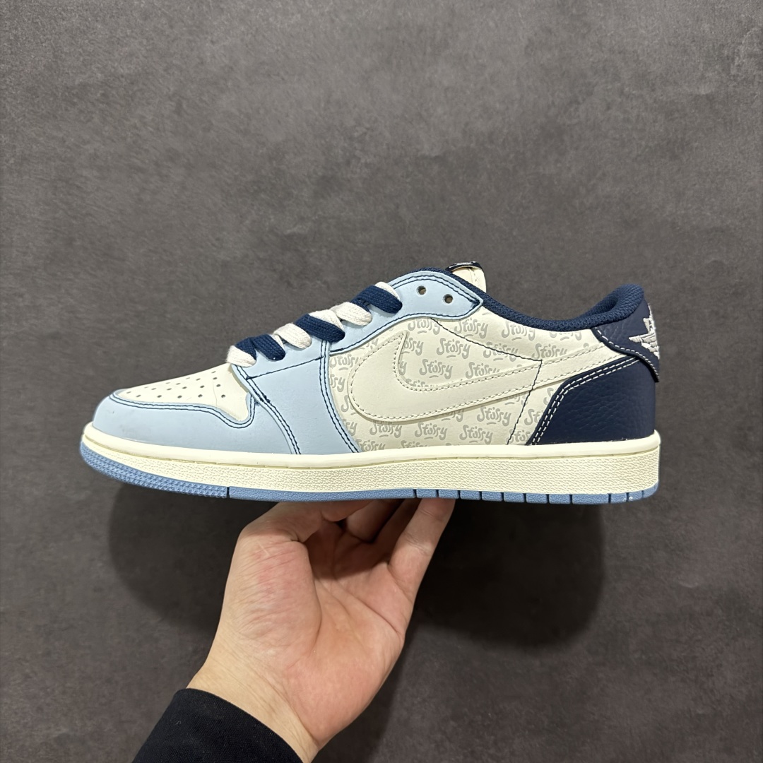 【定制版】Travi Scott x Fragment Design x Air Jordan 1 Low SP AJ1 斯图西联名 白蓝拼接 低帮文化休闲板鞋 XZ5749-010