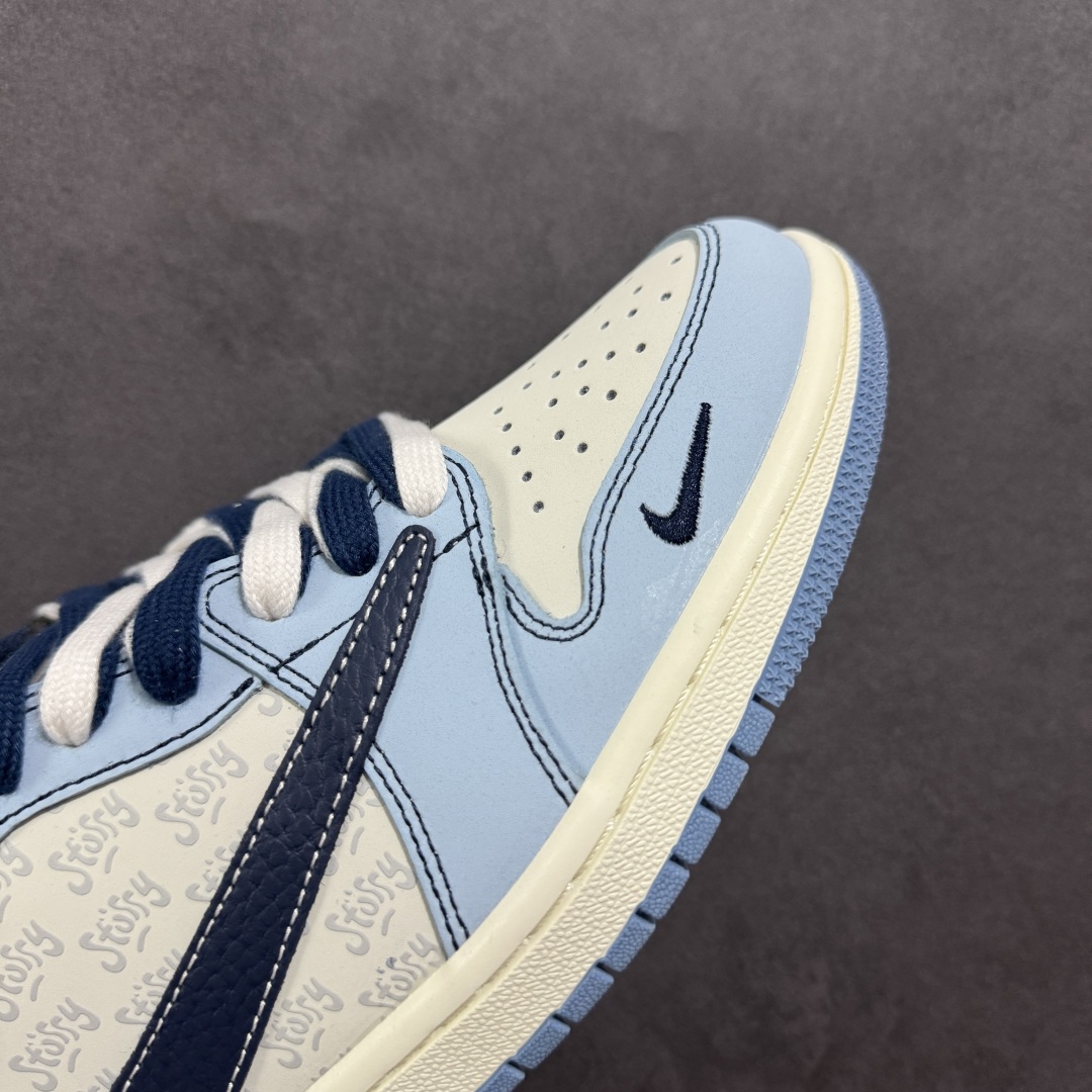 【定制版】Travi Scott x Fragment Design x Air Jordan 1 Low SP AJ1 斯图西联名 白蓝拼接 低帮文化休闲板鞋 XZ5749-010