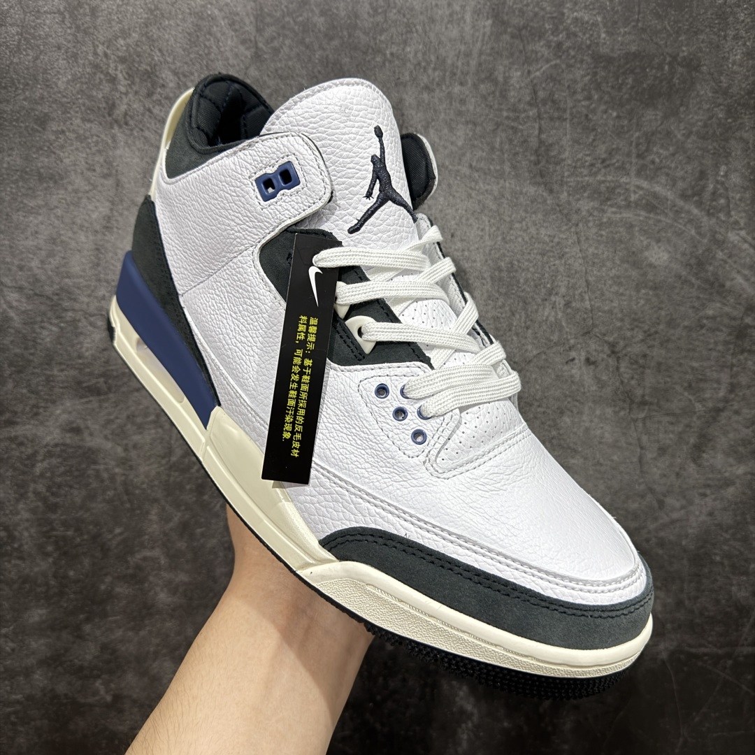 360 【KZ纯原】A Ma Maniere x Air Jordan 3 Retro ”Diffused Blue” 联名白黑蓝 AJ3 乔丹3代 aj3 乔3 联名白蓝 HV8571-100