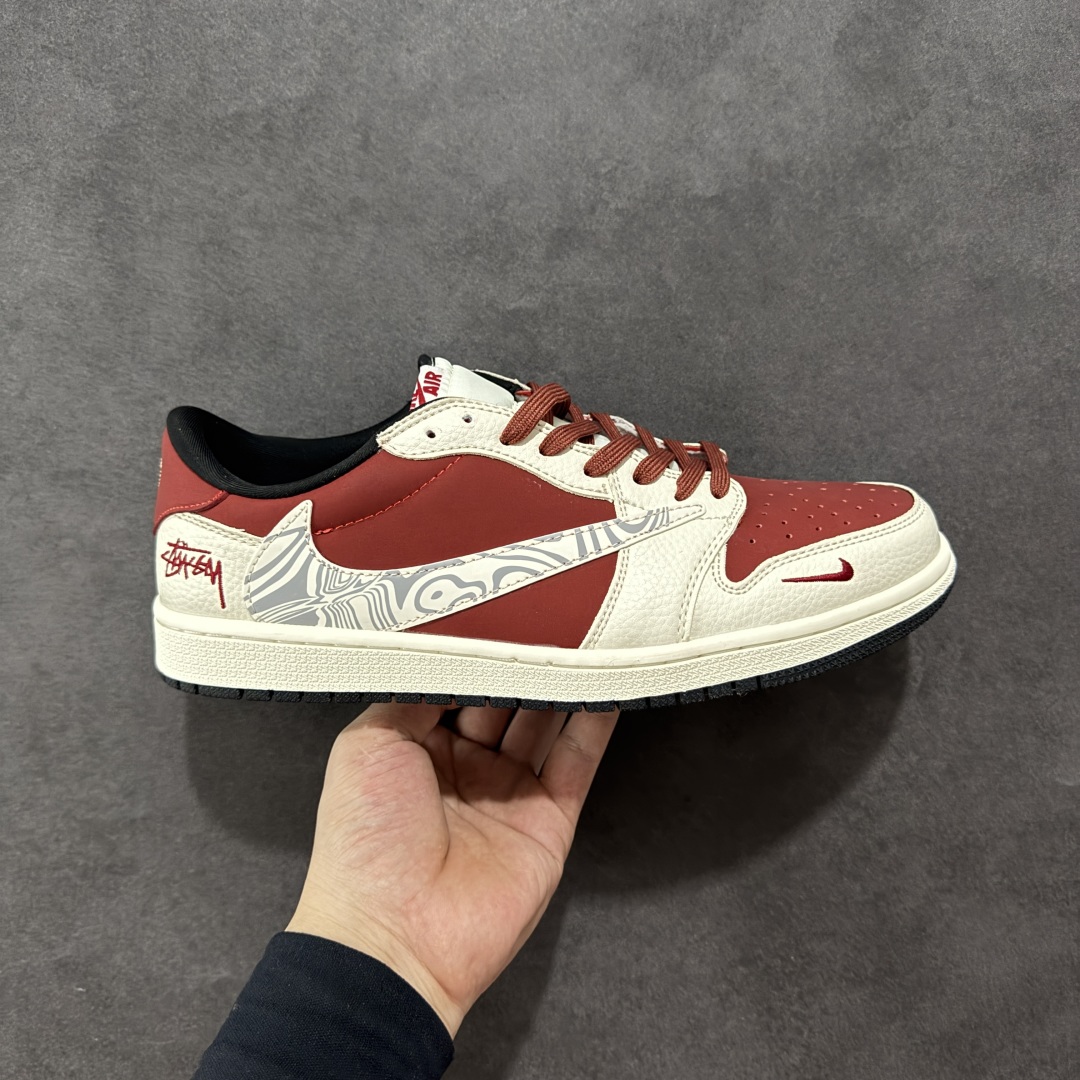 280 【定制版】Travis Scott x Fragment Design x Air Jordan 1 Low OG SP AJ1 斯图西联名 波纹酒红 低帮文化休闲板鞋 LD2025-017
