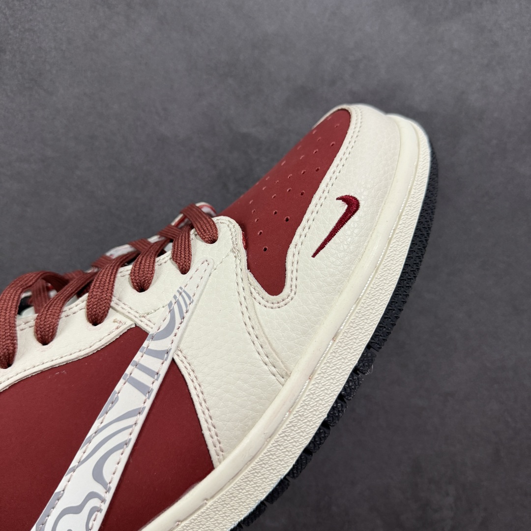 280 【定制版】Travis Scott x Fragment Design x Air Jordan 1 Low OG SP AJ1 斯图西联名 波纹酒红 低帮文化休闲板鞋 LD2025-017
