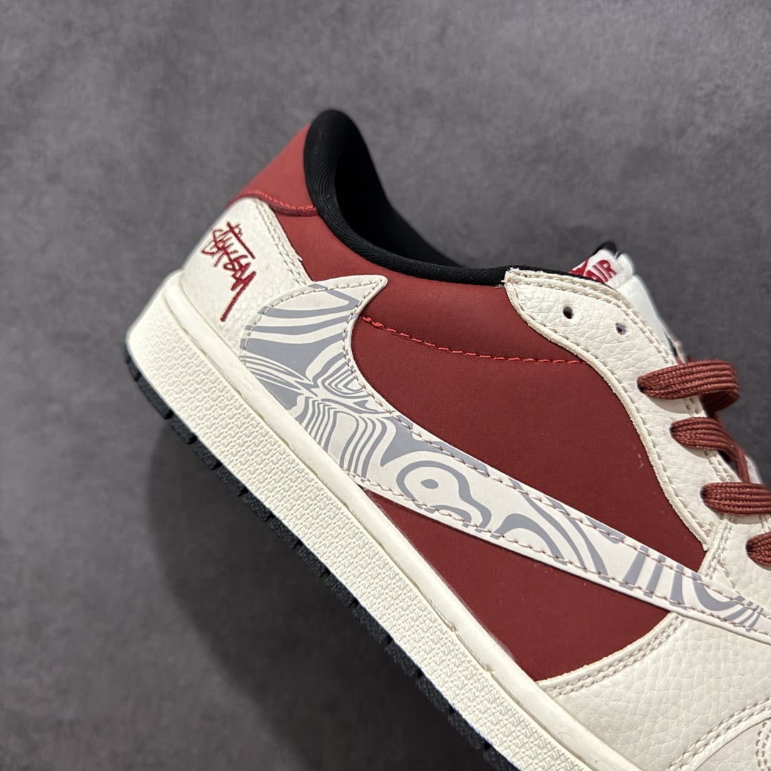280 【定制版】Travis Scott x Fragment Design x Air Jordan 1 Low OG SP AJ1 斯图西联名 波纹酒红 低帮文化休闲板鞋 LD2025-017