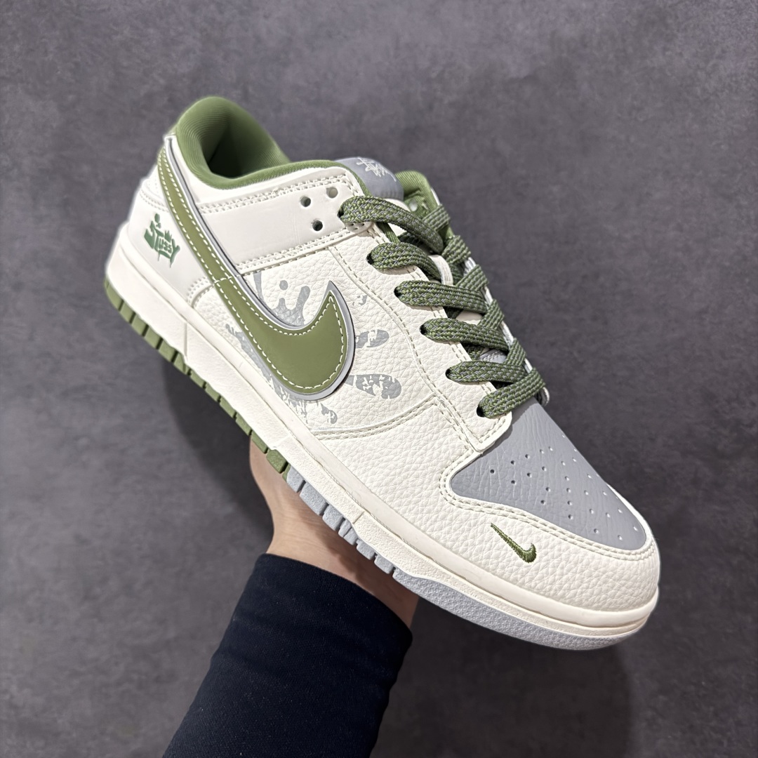  
【定制版】Nike SB Dunk Low 斯图西联名 双拼爆炸绿勾 周年高端定制 低帮休闲板鞋 X