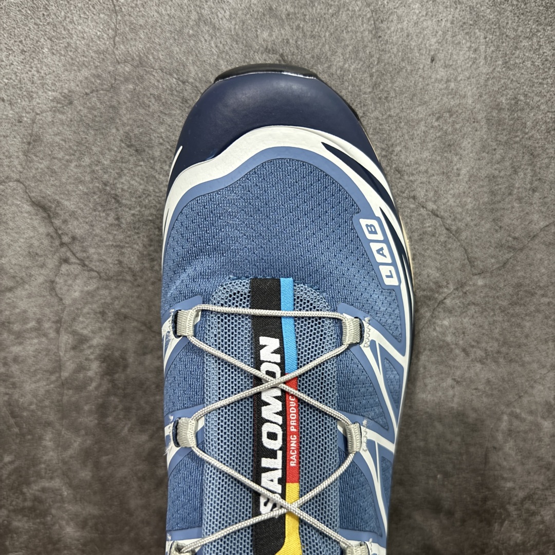 图片[5]-【PZ纯原】SALOMON XT-6 萨洛蒙潮流越野机能户外功能鞋 风尚千蓝 473816 全新版本出货 好货不怕晚 品质 细节 材料都是肉眼可以见！ 售前售后也是其它工厂无法匹敌！ 纯原外贸平台特供订单 耗时半年巨作 全套原纸板楦头开发 原厂特供网布配套加持 确保原汁原味 完美呈现版型 原档数据独家私模五层组合大底 原装Ortholite轻量化鞋垫 中底布带钢印编号 原厂TPU锁扣 进口港宝加持 后跟自然饱满 还原公司包裹性 鞋面以“锯齿”状的包裹系统呈现 在基色底之下加入了各种色点缀 将公司的最新技术和时尚前卫的造型融入耐用的长跑款式中 鞋面由 TPU 薄膜制成 并焊接在高耐磨网眼上 使其既时尚又坚固 由 ACS底盘支撑 可增强稳定性和支撑力 以及由橡胶凸耳 Contragrip外底覆盖的 EVA 缓冲中底 旨在应对崎岖的地形 鞋舌上的彩色Salomon 标签、Quicklace 系统以及鞋头、鞋舌和鞋跟上的附加品牌使细节更加完美 让穿着者可以轻松驾驭户外与通勤下的任何运动生活场景 无缝鞋身户外随意纵横 颜值与脚感兼备 出街通勤 绝对非常吸睛 你值得拥有 尺码：36 36.5 37.5 38 38.5 39 40 40.5 41 42 42.5 43 44 44.5 45-选品中心