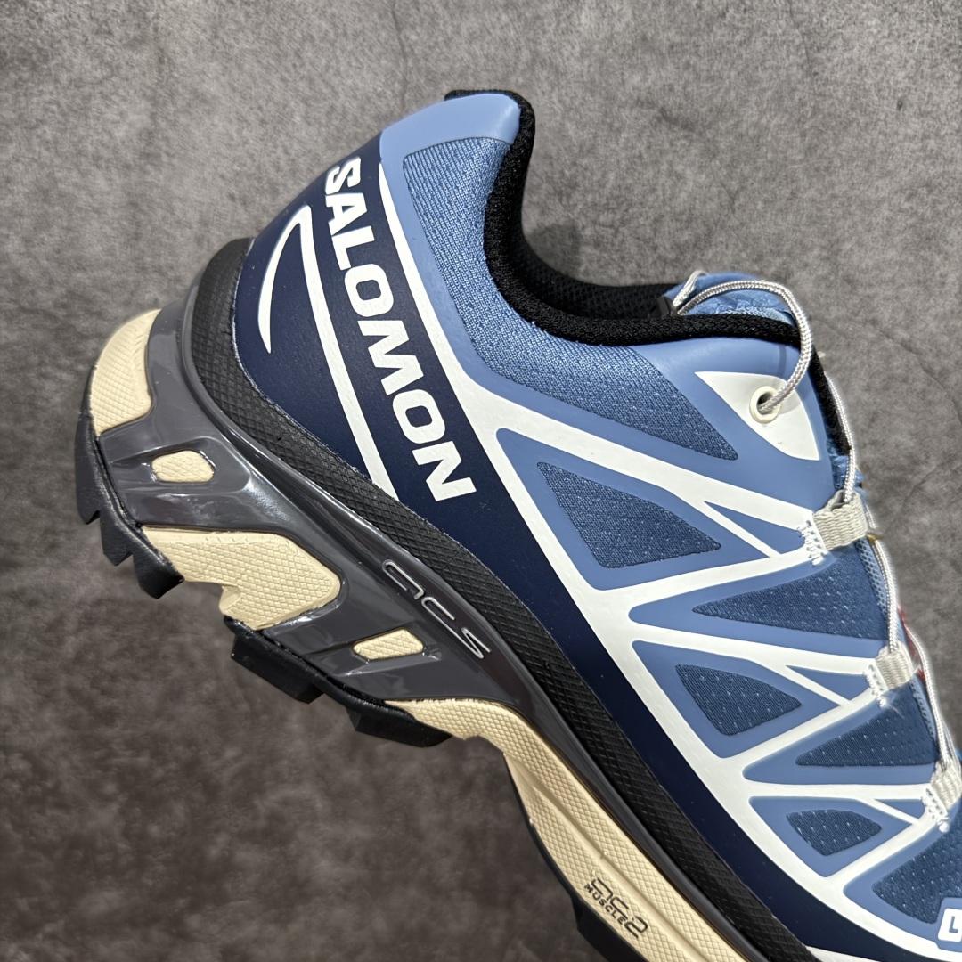 图片[7]-【PZ纯原】SALOMON XT-6 萨洛蒙潮流越野机能户外功能鞋 风尚千蓝 473816 全新版本出货 好货不怕晚 品质 细节 材料都是肉眼可以见！ 售前售后也是其它工厂无法匹敌！ 纯原外贸平台特供订单 耗时半年巨作 全套原纸板楦头开发 原厂特供网布配套加持 确保原汁原味 完美呈现版型 原档数据独家私模五层组合大底 原装Ortholite轻量化鞋垫 中底布带钢印编号 原厂TPU锁扣 进口港宝加持 后跟自然饱满 还原公司包裹性 鞋面以“锯齿”状的包裹系统呈现 在基色底之下加入了各种色点缀 将公司的最新技术和时尚前卫的造型融入耐用的长跑款式中 鞋面由 TPU 薄膜制成 并焊接在高耐磨网眼上 使其既时尚又坚固 由 ACS底盘支撑 可增强稳定性和支撑力 以及由橡胶凸耳 Contragrip外底覆盖的 EVA 缓冲中底 旨在应对崎岖的地形 鞋舌上的彩色Salomon 标签、Quicklace 系统以及鞋头、鞋舌和鞋跟上的附加品牌使细节更加完美 让穿着者可以轻松驾驭户外与通勤下的任何运动生活场景 无缝鞋身户外随意纵横 颜值与脚感兼备 出街通勤 绝对非常吸睛 你值得拥有 尺码：36 36.5 37.5 38 38.5 39 40 40.5 41 42 42.5 43 44 44.5 45-选品中心